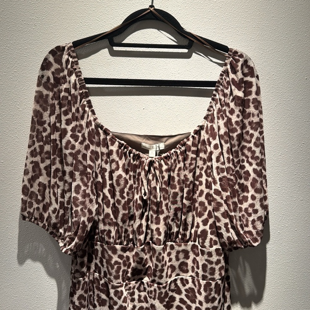 NWT Leopard Print Brown Midi Dress 2X - Picture 3 of 4